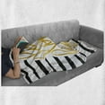 thumbnail image 6 of Live Laugh Love Soft Flannel Fleece Throw Blanket, Romantic Design Hand Drawn Stripes and Calligraphic Text, Cozy Plush for Indoor and Outdoor Use, 70" x 90", Black White Earth Yellow, by Ambesonne, 6 of 6