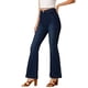thumbnail image 3 of INSPIRE CHIC Pantalones de campana vintage de cintura alta elásticos para mujer, jeans de botón de campana, M Azul profundo, 3 of 6