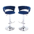 thumbnail image 3 of Tcbosik 2-Piece Adjustable Velvet Bar Chairs in Blue – 360° Swivel Function, Comfortable Sponge Padding Seat, Metal Pedestal Base, Contemporary Design for Kitchen, Counter, Home Bar (Blue), 3 of 6