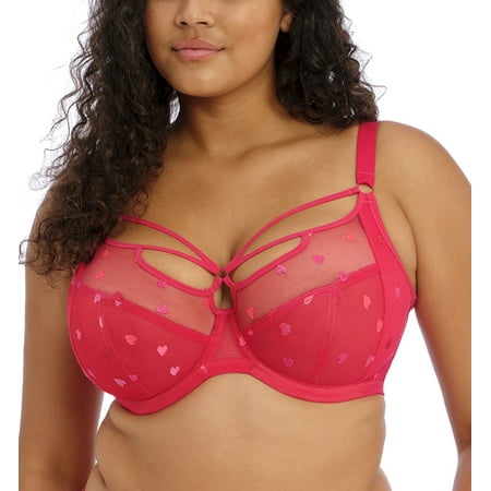 Elomi Sachi Strappy Plunge Underwire Bra (4353) 34J Red Confetti