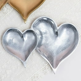 Two Section Textured Silver Heart Shaped Tray Two Section Textured Silver Heart Shaped Tray