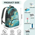 thumbnail image 5 of Teal Gold Marble Backpack for School,Cute School Bag,Schoolbag with Adjustable Shoulder Straps & Padded Back,16.9 Inch, 5 of 5