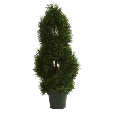 Nearly Natural  Double Pond Cypress Spiral Artificial Topiary Tree UV Resistant - Green 3ft