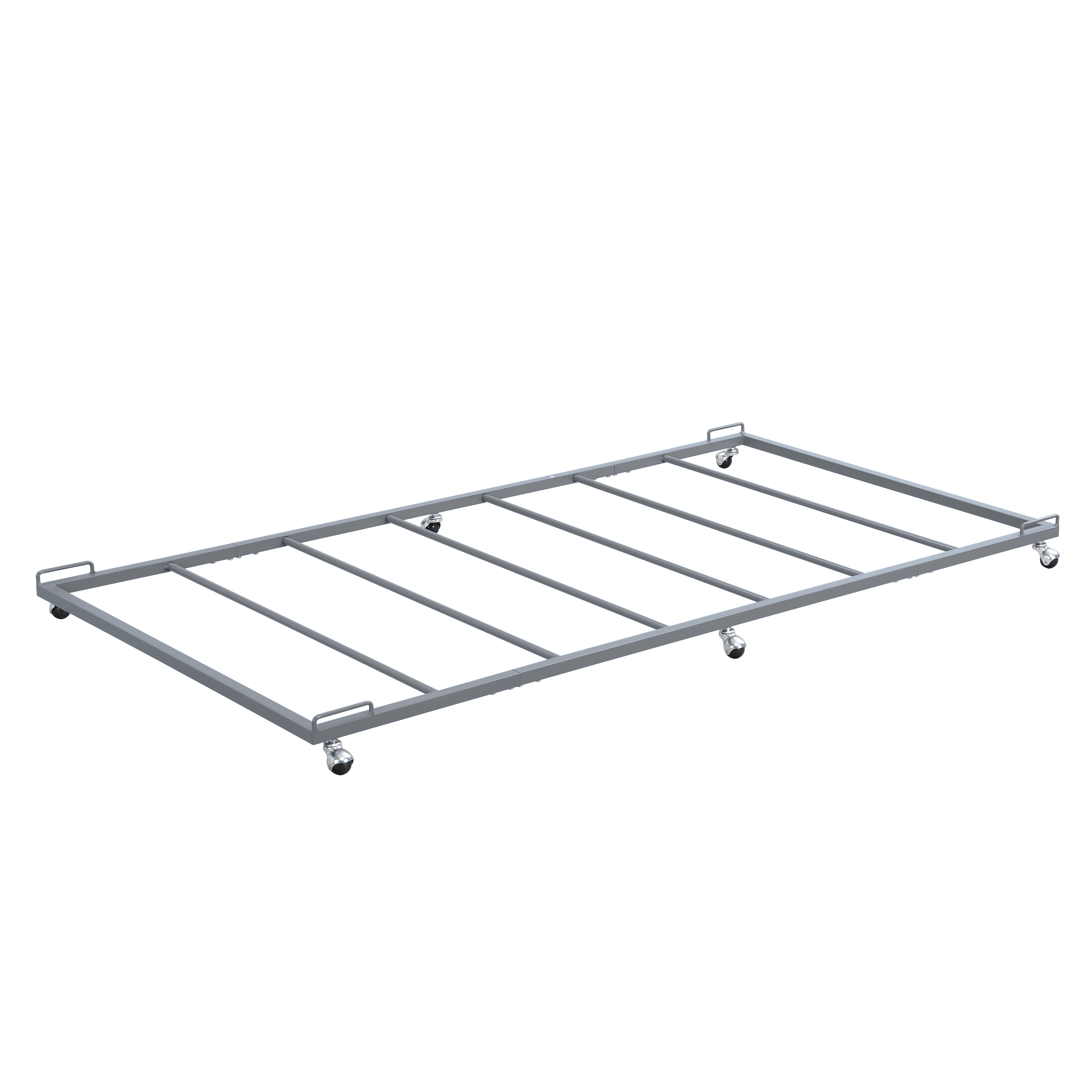 Kings Brand Furniture Moley Twin Size Metal Trundle - Roll Out Bed Frame (Grey)