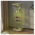 thumbnail image 2 of Glass Display Cabinet with LED Lights, 1-Door 3-Shelf, White - Living Room & Bedroom Showcase - Tempered Glass, Quick Assembly, 2 of 8