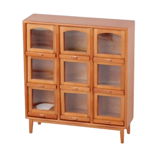 Mini armario para casa de muñecas, regalos navideños, mini armario de almacenamiento, estante de exhibición de madera Madera clara