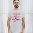 thumbnail image 3 of Tee Hunt Breast Cancer Awareness Never Give Up T-shirt Pink Ribbon Men's Tee, Ash Gray, X-Large, 3 of 5