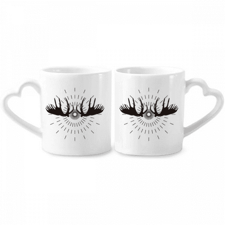

Elk Radiation-shaped Animals Couple Porcelain Mug Set Cerac Lover Cup Heart Handle