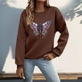 thumbnail image 2 of Tthxqing Womens Graphic Sweatshirts Trendy Butterfly Printed Pullovers Long Sleeve Plus Size Crew Neck Fall Tops X_Brown XXL, 2 of 4