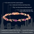 thumbnail image 2 of Gem Stone King 4.63 Cttw 18K Rose Gold Plated Silver Pink Created Sapphire and White Diamond Tennis Bracelet for Women | Oval 6X4MM | Gemstone Birthstone | 7 inch, 2 of 6