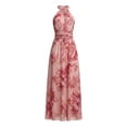 thumbnail image 5 of XIAONU Women's Ruched Waist Halter Maxi Dress Floral Print Spring Bridal Party Gown, 5 of 5