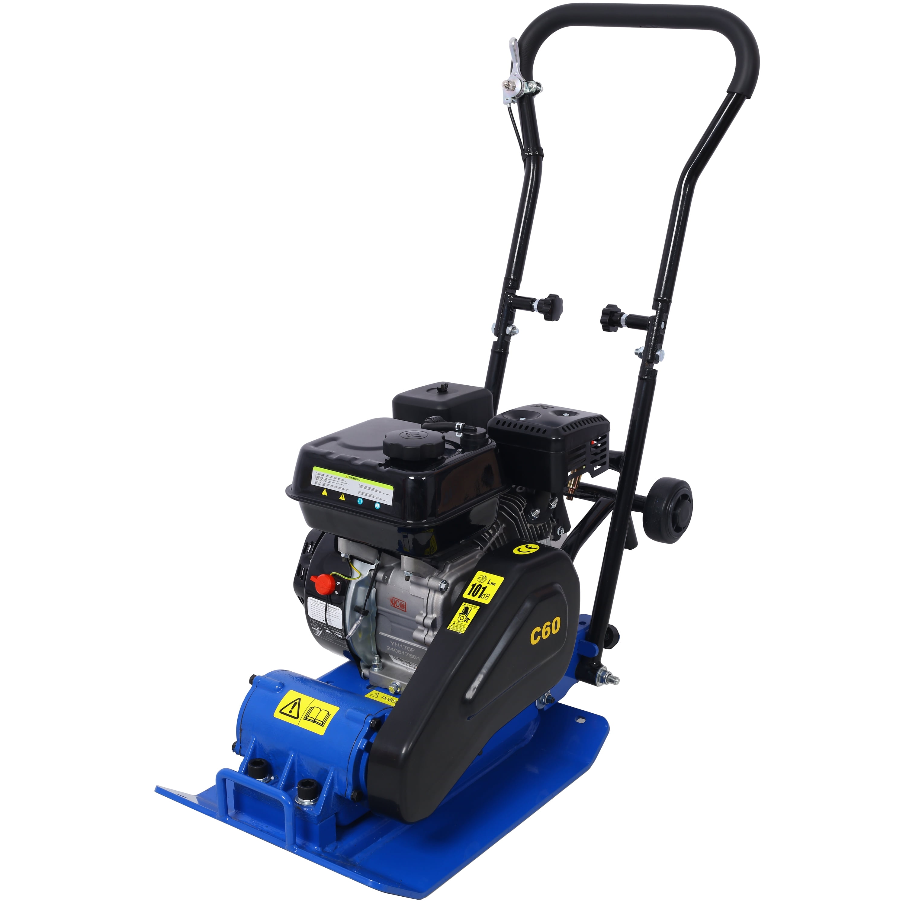 212cc 7.0HP 5600VPM Gas Vibration Compaction Force 20 x 14 inch Plate Compactor w/Built-in Wheel
