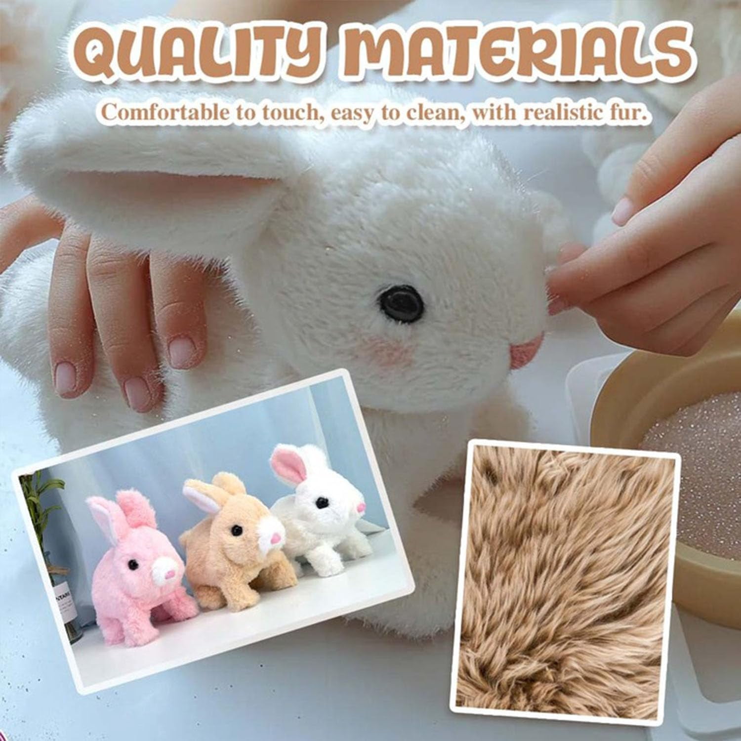 Guvpev Bunby - My Realistic Bunny Toys, Interactive Realistic Rabbit Toys That Moves, Jumping, Twitching & Shaking Ears, Easter Bunny Stuffed Animal, Easter Decorations Bunny Dolls, Unique Gifts