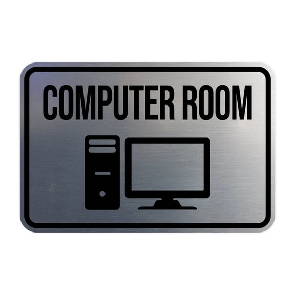 Classic Framed Computer Room Sign (Navy Blue / White) - Large