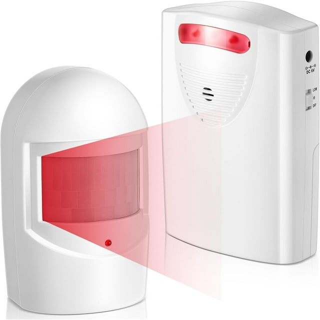 Alarme de Allée Sans Fil Capteur de Mouvement Alarme avec Récepteur Capteur Infrarouge Étanche, Système d'Alerte de Sécurité Intérieure pour Entreprise (Style 2)
