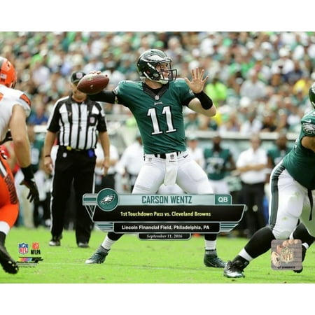 - Carson Wentz First Career Touchdown Pass- September 11 2016 with Overlay Horizontal Photo Print