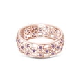 thumbnail image 3 of AFFY Round Simulated Alexandrite Hollowing Flower Ring for Women 14K Rose Gold over Silver-8, 3 of 5