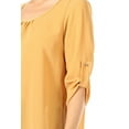 thumbnail image 5 of Women's Casual Round Neck Top Blouse with Roll Tab Sleeve, 5 of 6
