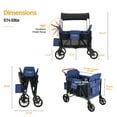 thumbnail image 6 of Cochildor Collapsible Wagon Stroller for 4 Kids, with Canopy, 5-Point Harness, Adjustable Handlebars, Removable Seat for Toddlers, Blue, 6 of 8