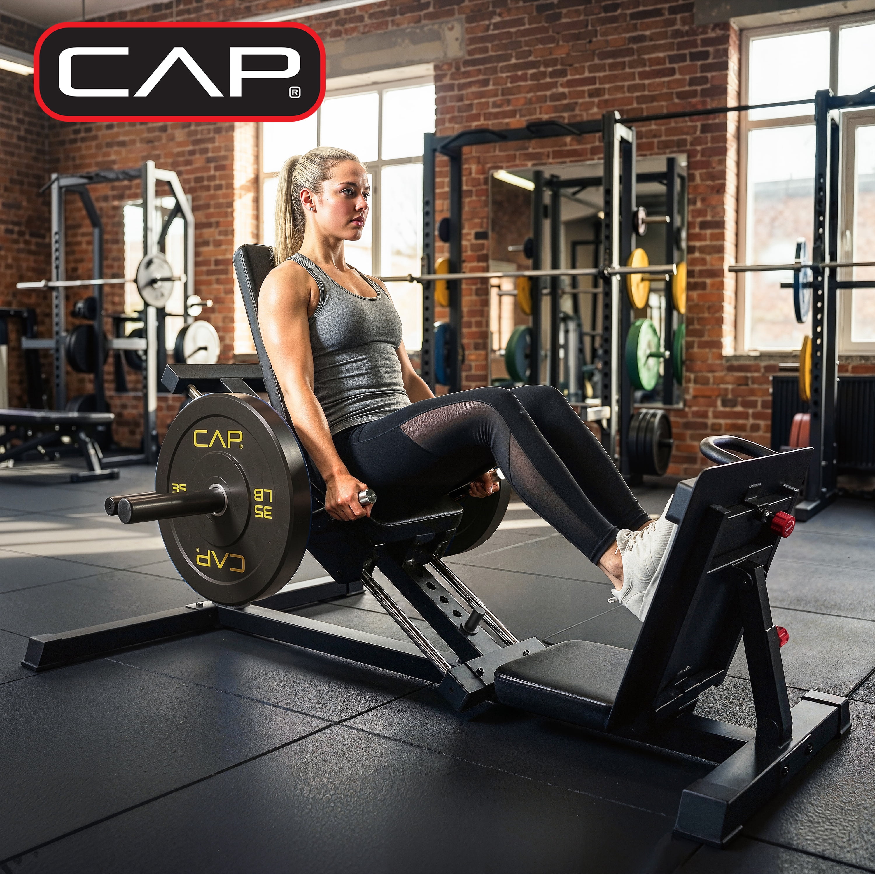 CAP Barbell 2-in-1 Leg Press & Hack Squat Machine, Plate-Loaded Lower Body Strength Trainer with Adjustable Footplate & Back Pad, Olympic Weight Plate Compatible