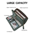 thumbnail image 2 of Cartera RFID TFKGS de piel suave para mujer, plegable, verde con teléfono, 2 of 9