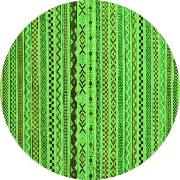 Ahgly Company Indoor Round Oriental Green Modern Area Rugs, 4' Round