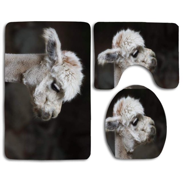 ABPHQTO Alpaca esquilada Juego de alfombras de baño de 3 piezas Alfombra de baño Alfombra de contorno y tapa de inodoro ABPHQTO Cont-CHAPPLE-27451