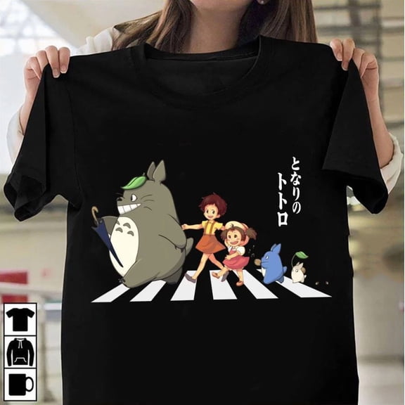 My Neighbor Totoro Walking Cartoon Fan Art Graphic Apparel Unisex T-Shirt ,up to size 5XL