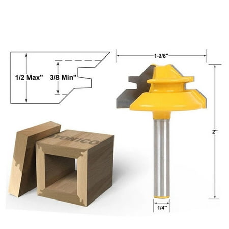 

45 Degree Lock Miter Router Bit 1/4 Inch Shank Woodwork Tenon Milling Cutter Tool