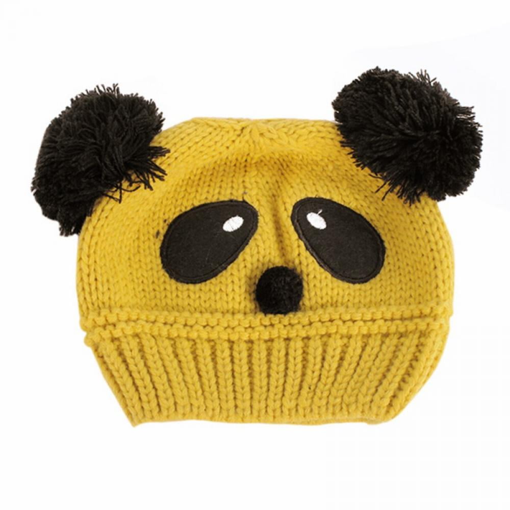 Winter Cute Panda Crochet Knitted Newborn Baby Hat Warm Pompom Kids Beanie Caps 