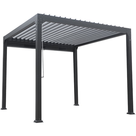 Modern Home 10 x10  Aluminum Louvered Outdoor Pergola - Adjustable Aluminum Slat Patio Sun Shade Gazebo