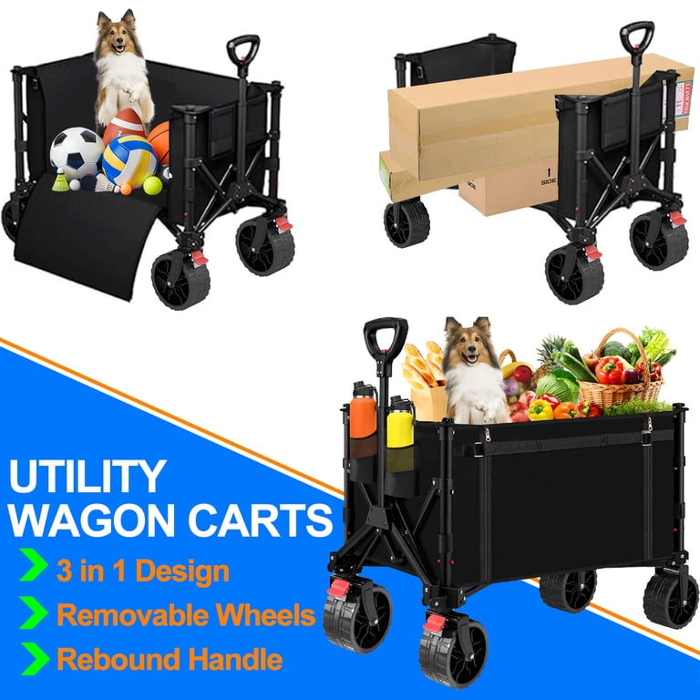 Camkey Heavy Duty Collapsible Folding Wagon, All-Terrain Wheels photo 3