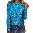 thumbnail image 1 of HKEJIAOI T-Shirts à Manches Longues en Polyester pour Femmes Imprimé Graphique Col Rond Blouses Habillées Décontractées Manches Longues, 1 of 5