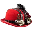 thumbnail image 6 of Jiibva Unisex Steampunk Top Hat Victorian Round With Goggles Gear Chain And Rose Flower Gothic Headpiece For Halloween, 6 of 7