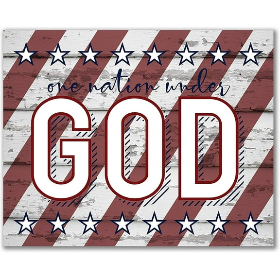 One Nation Under God Rustic Wall Sign 12x15