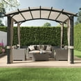 thumbnail image 2 of GAZEBETER 10' x10' Outdoor Arched Pergola,Metal Patio Gazebo with Sun Shade Canopy and Curtains for Gardens,Patios,Backyards (Beige), 2 of 11