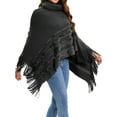 thumbnail image 3 of SHCKE Women Turtleneck Batwing Sleeve Sweater Lady Knitted Poncho Pullovers Sweater Winter Poncho Oversized Cape Women Shawl Wraps with Pearl Decor, 3 of 8