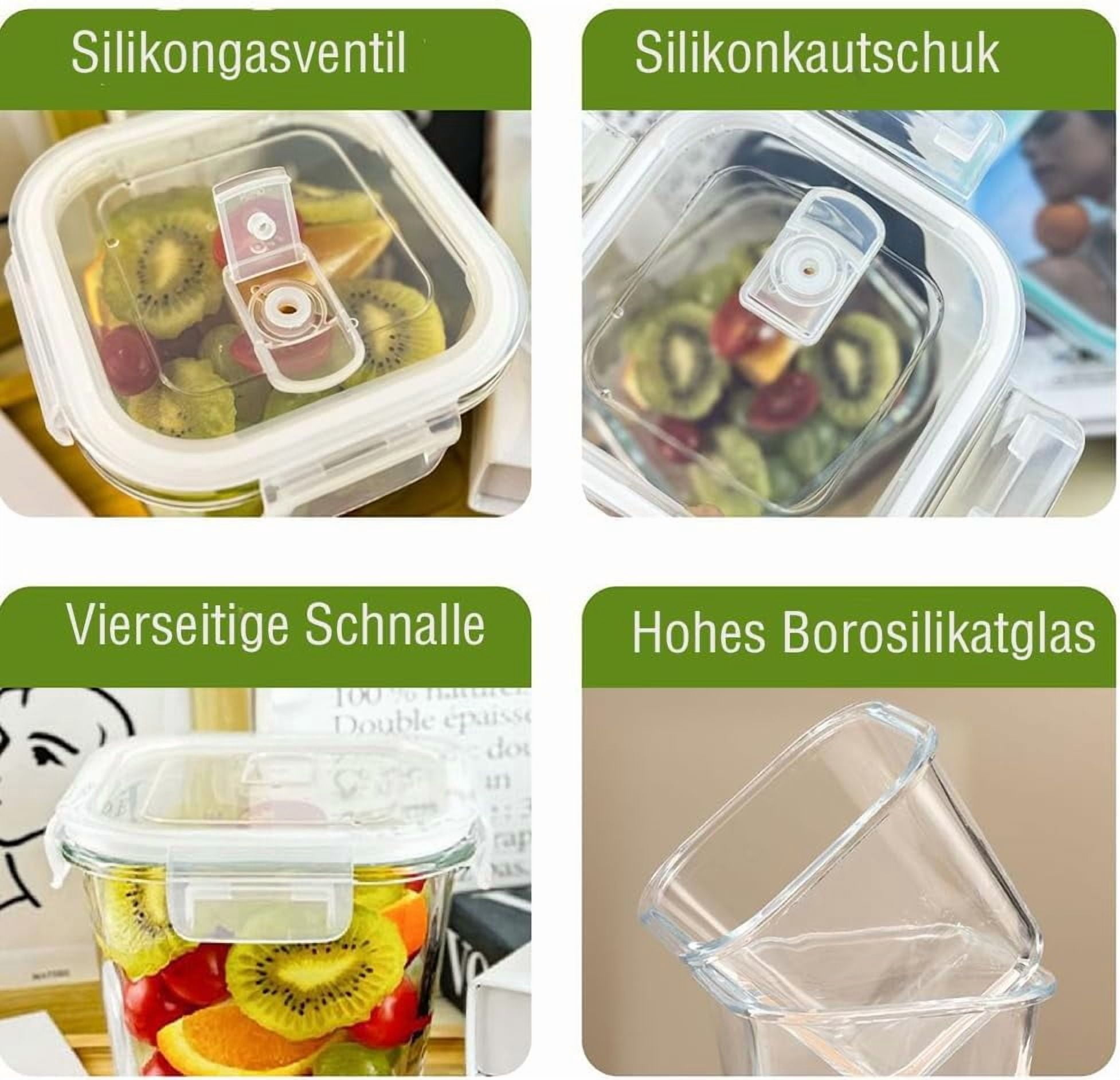 TT - 4 Cup Square Glass Food Storage Container with Lids, Square Glass Soup Container with Airtight Lids, 32 OZ Food Prep Bowls for Leftovers, Salad, Microwave、Fridge、Dishwasher Safe (4 Pack)