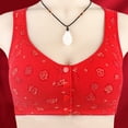 thumbnail image 2 of Aayomet Bralettes for Women Plus Size Front Button Tank Top Good Luck Blessing Print Plus Size Bra (Red, 44/100), 2 of 3