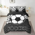thumbnail image 2 of Erosebridal Soccer 7 Piece Bedding Set Twin Size Football Pattern Comforter Set with Sheets for Teens Twin Black and White Squares Bed in a Bag Ball Game Bed Set, 2 of 5