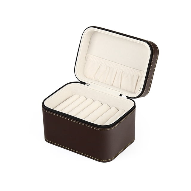 Advancent Joyero Caja de almacenamiento Soporte de exhibición Cuero de PU Mano de obra fina Ahorro de espacio Suministros para el hogar Cajas de Almacenamiento y organización del hogar Café