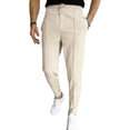 thumbnail image 2 of LWavelet Mens Houndstooth Pattern Pants Elastic Waist Slim Fit Casual Pants Khaki XL, 2 of 5