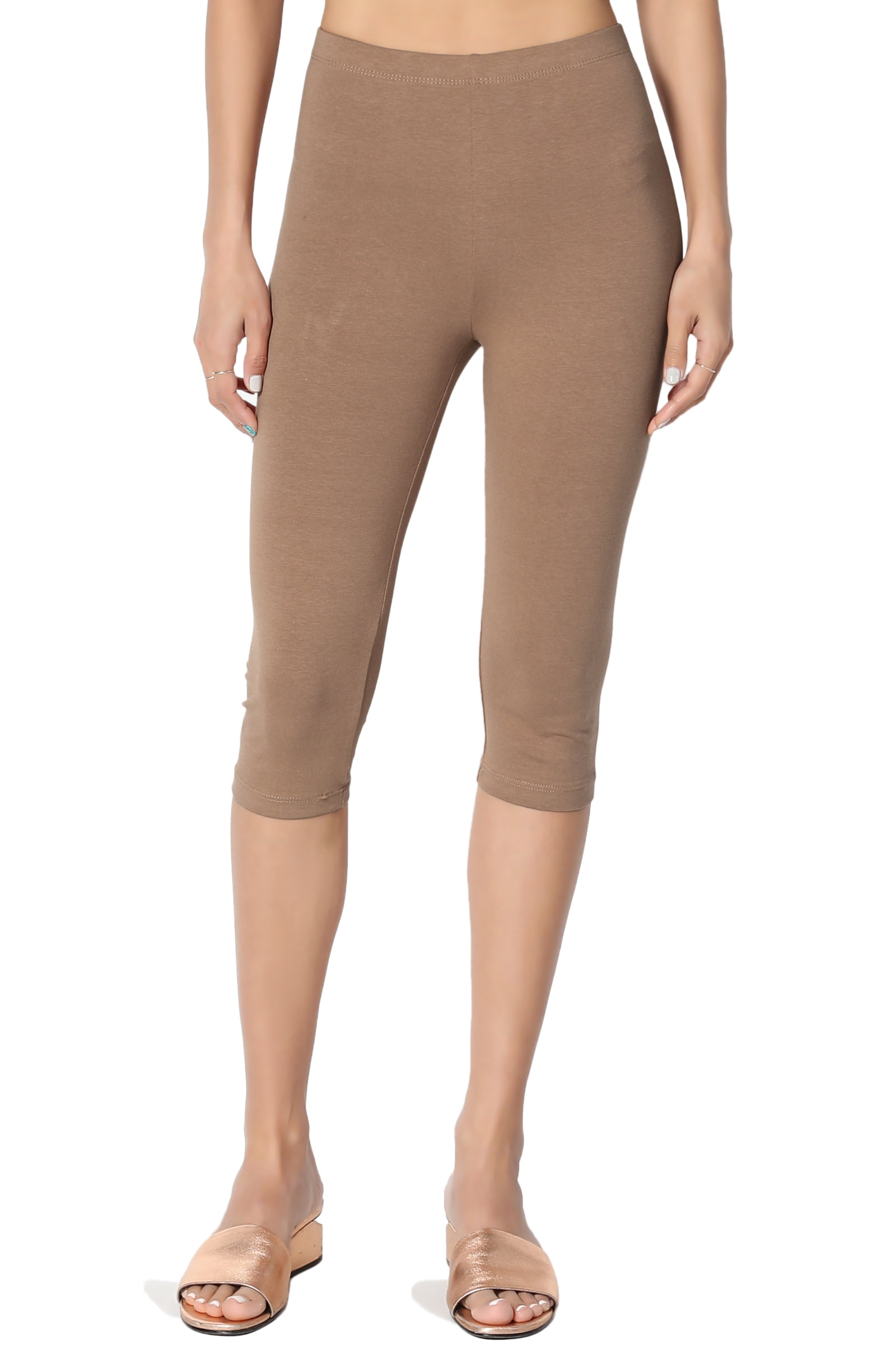 TheMogan TheMogan Women's S3X Basic Stretch Cotton Span Below Knee Length Capri Leggings