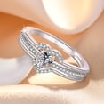 thumbnail image 3 of Adjustable Silver Rings for Women Open Finger Jewelry Heart Shaped Rings with Cubic Zirconia for -Daughter Bond Elegant Accessory, 3 of 3
