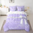 thumbnail image 2 of Manfei Personalized Bowknot Initial K Girl 7-Piece Twin Bedding Sets,Chic Flower Butterfly Bedding Comforter Set,Dreamy Princess Breathable Sheet Sets,Bling Glitter Home Decor,Reversible, 2 of 8
