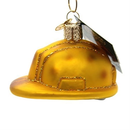 Old World Christmas Construction Helmet - One Ornament 1.75 Inch Glass - Ornament Safety Road Work 32226