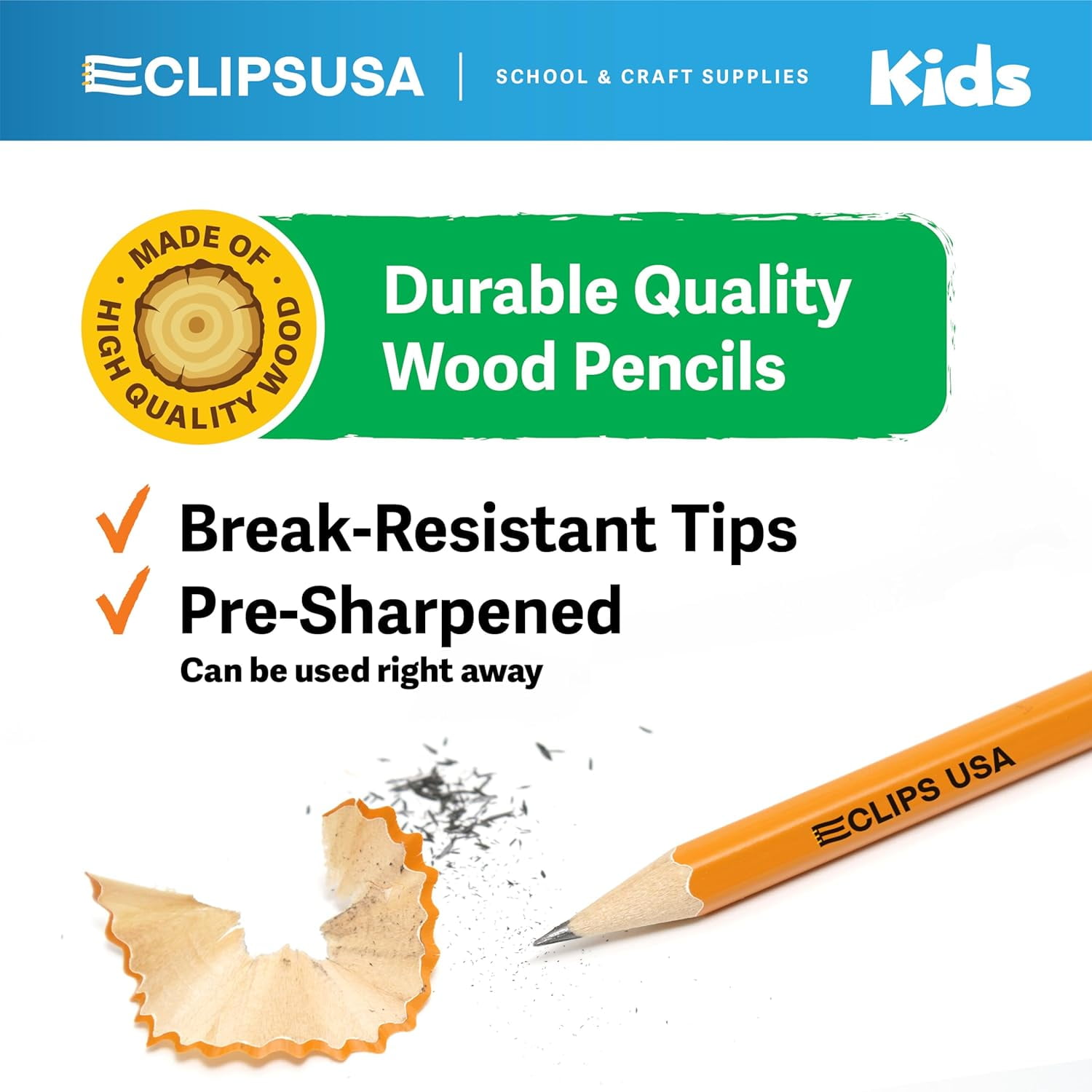 E-CLIPS USA #2 Pencils, HB Graphite Woodcased Pre Sharpened Pencils, 24 Boxes