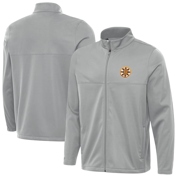 Men's Antigua Gray Boston Bruins Links 2 Full-Zip Golf Jacket