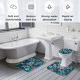 thumbnail image 6 of Pink Blue Floral Bathroom Rugs Set Spring Watercolor Flower Green Leaf Oil Painting Style Non Slip Absorbent Bath Mats 3 Piece Set with Bathroom Rug, U-Shaped Floor Mat, Toilet Seat Cover Small Size, 6 of 9
