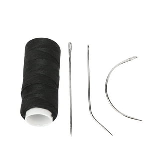 25pcs Sewing Needles and Thread Set, Curved Needles Black Thread and Needle  Weaving Combo with Threader Sewing Accessories and Supplies for Making Wigs  Sewing Hair Weft Braid Extension 